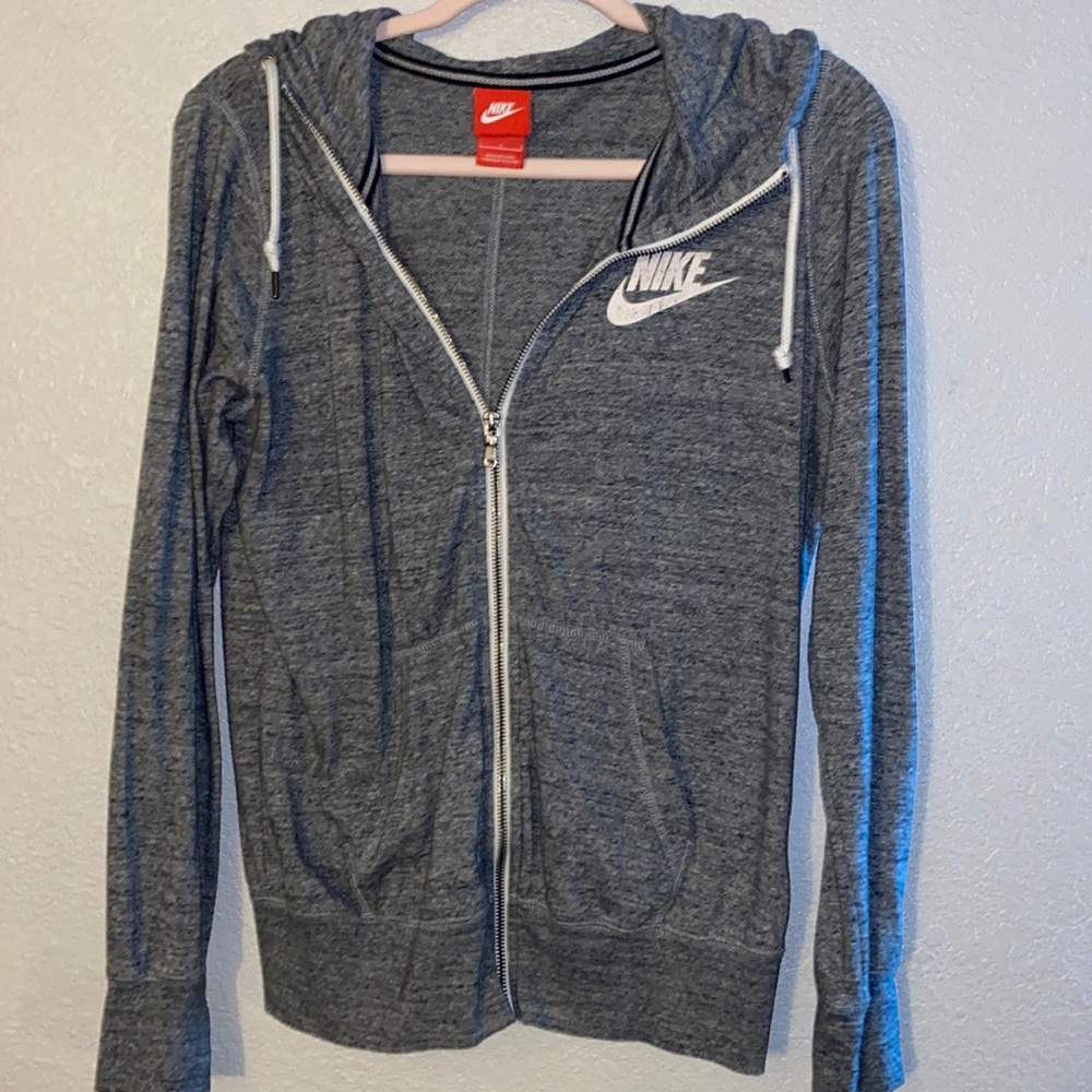 Grey Nike Zip Up Hoodie